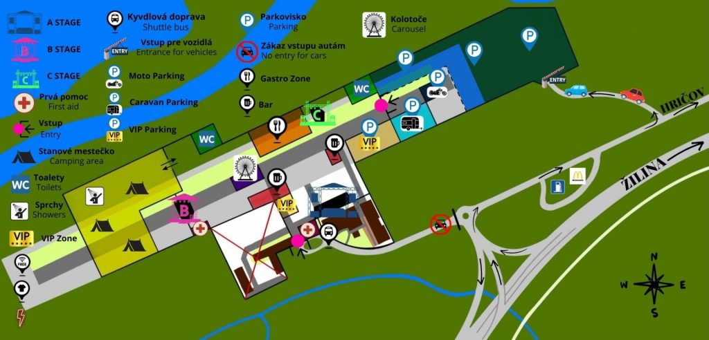 Mapa festivalu TOPFEST 2024 Žilina