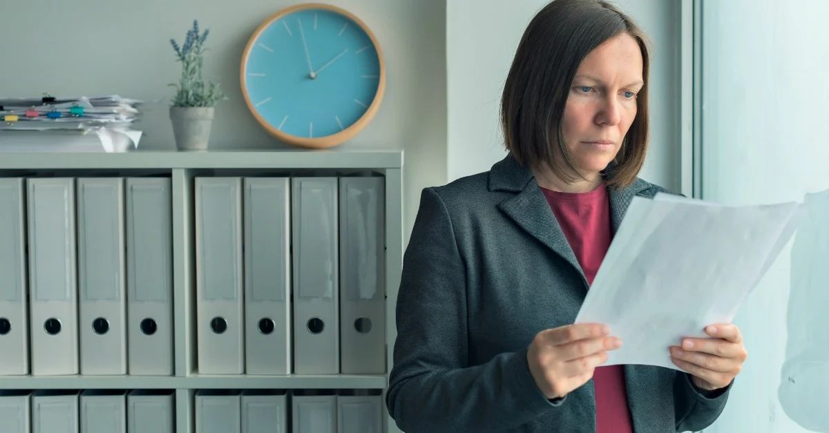 woman reading geotech report