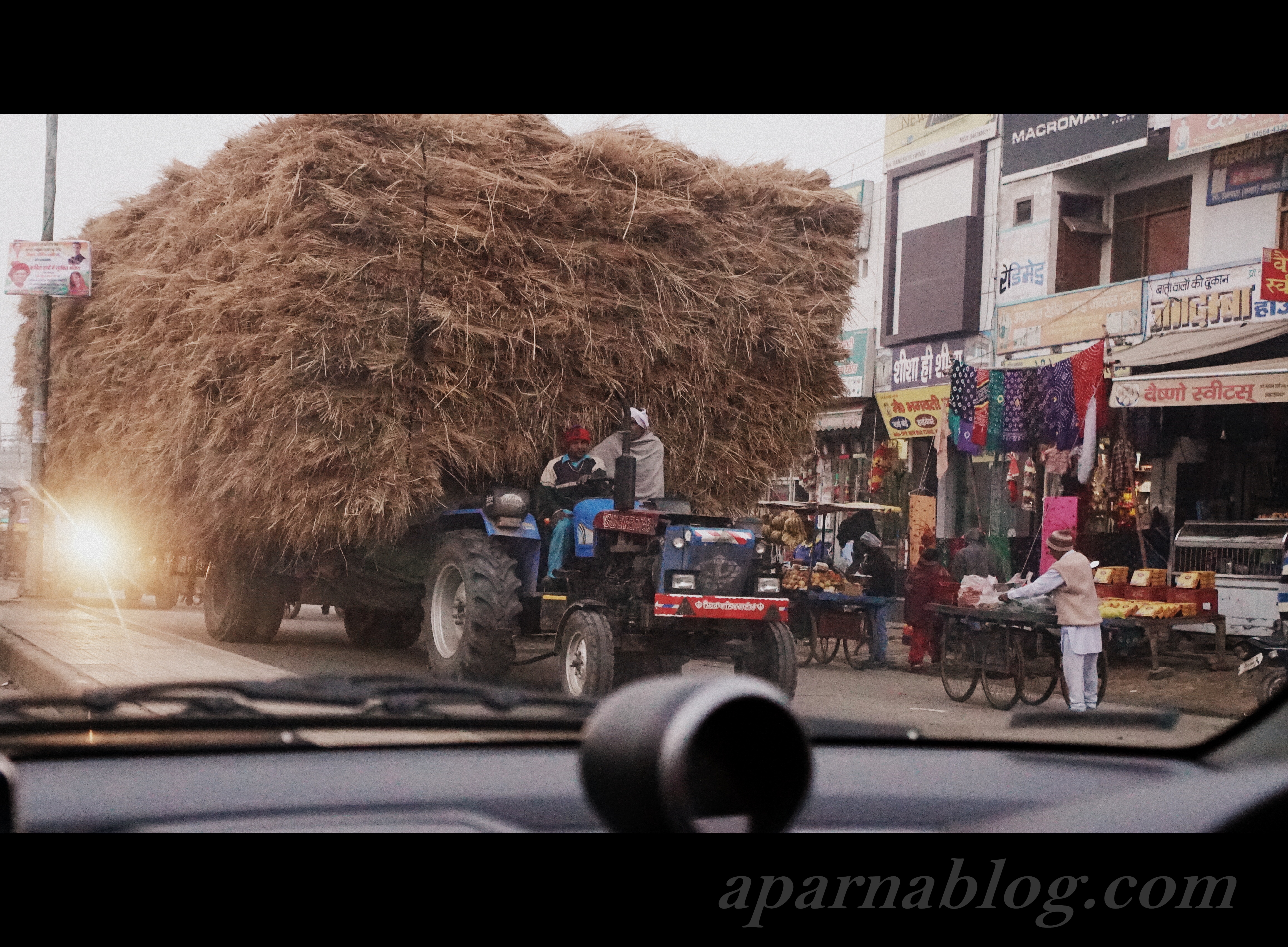Stubble on a tractor.