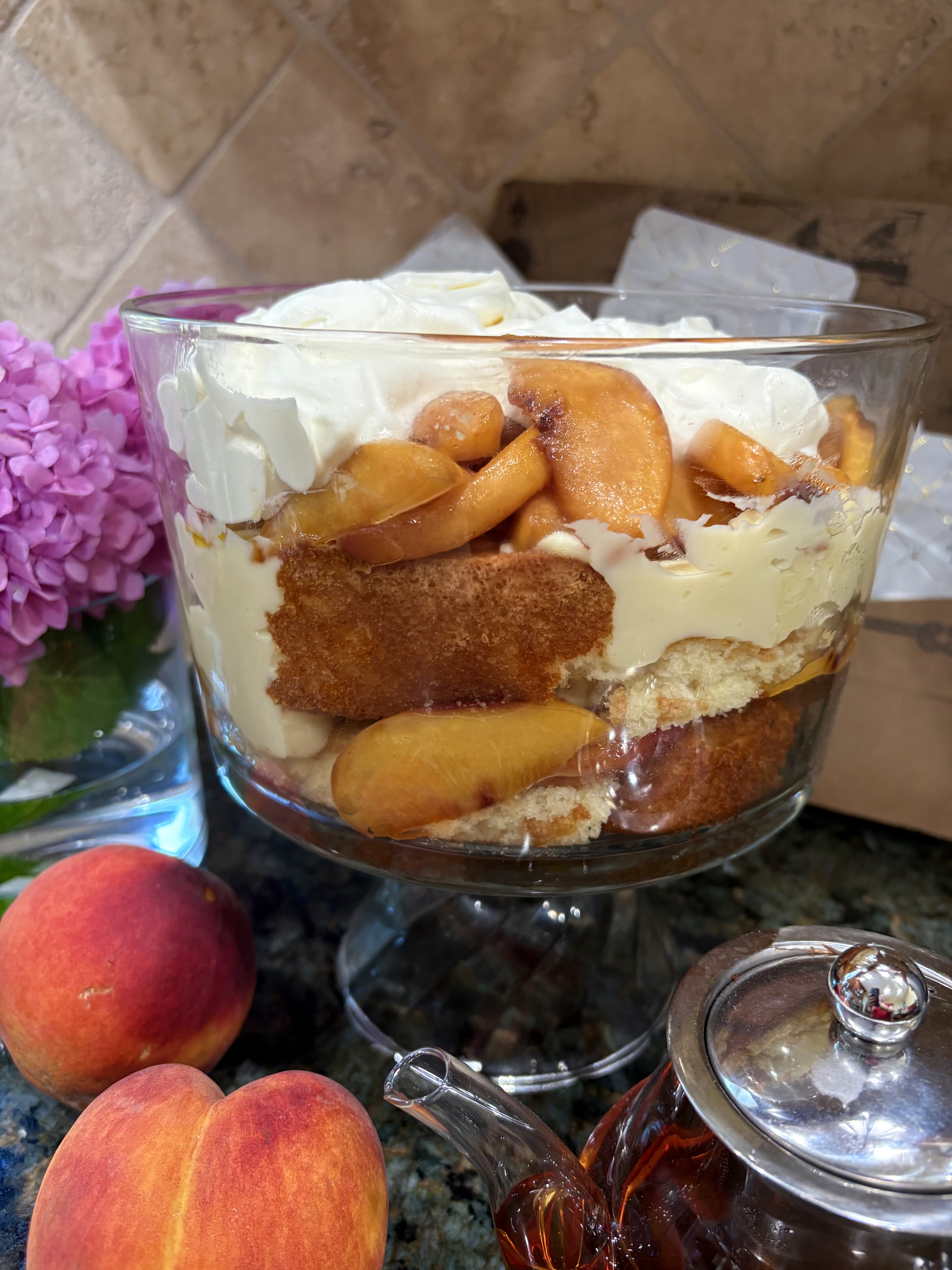peaches and cream pudding trifle