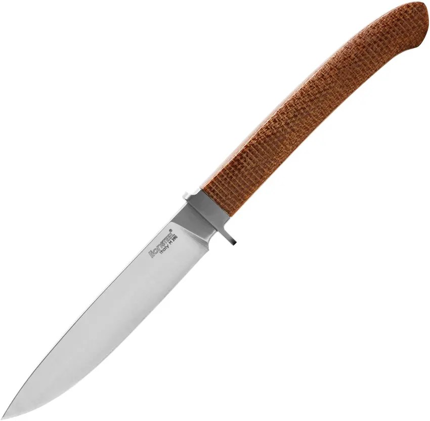 Lionsteel AGO - M390 Satin Fixed Blade - Natural Canvas Micarta and Titanium Handle - AGO1CVN