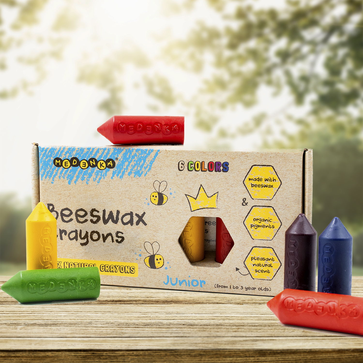 Medenka Beeswax Crayons Junior (6 colors) - Medenka