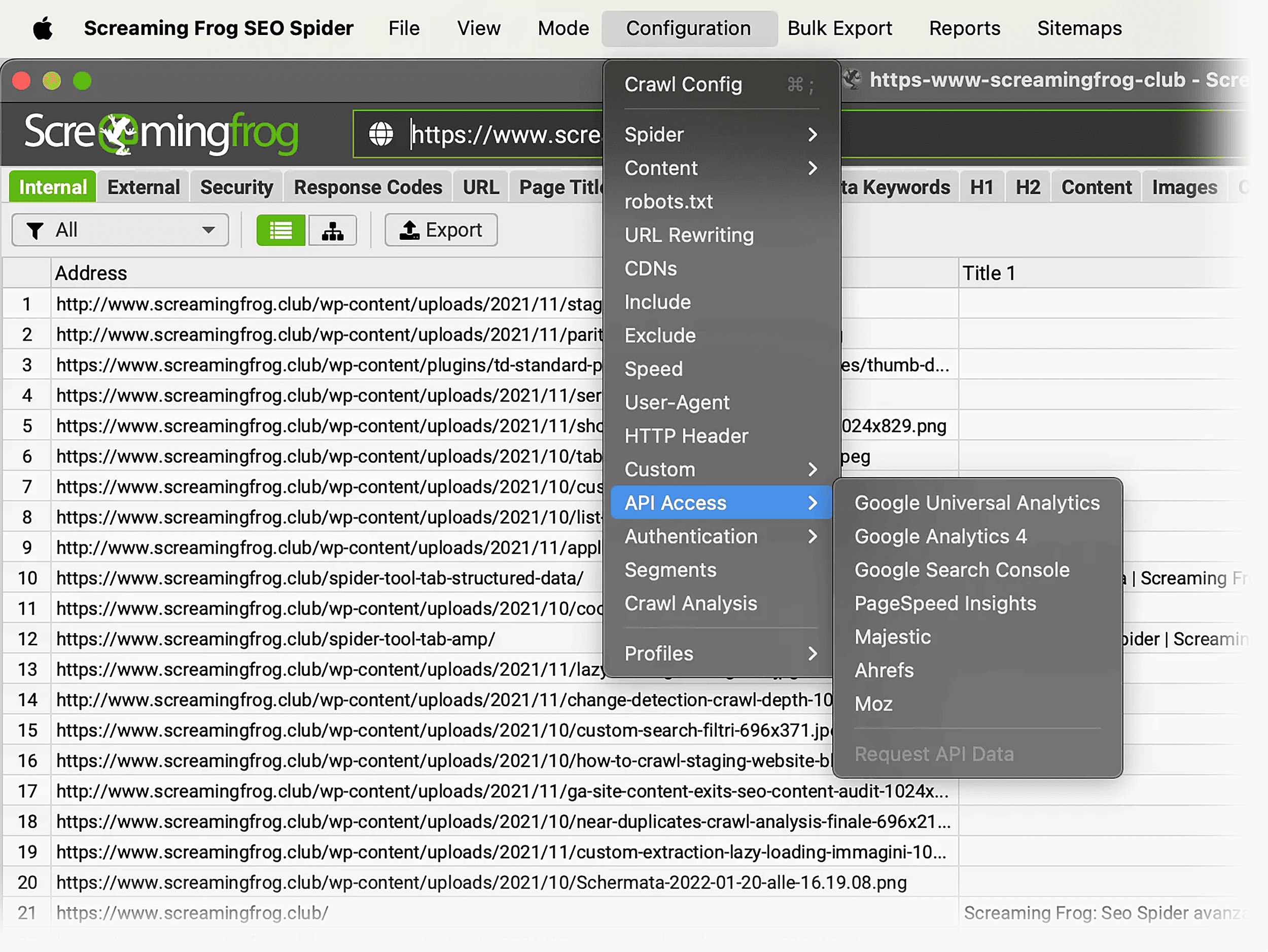 Screaming Frog – API 集成 Screaming Frog – API 集成