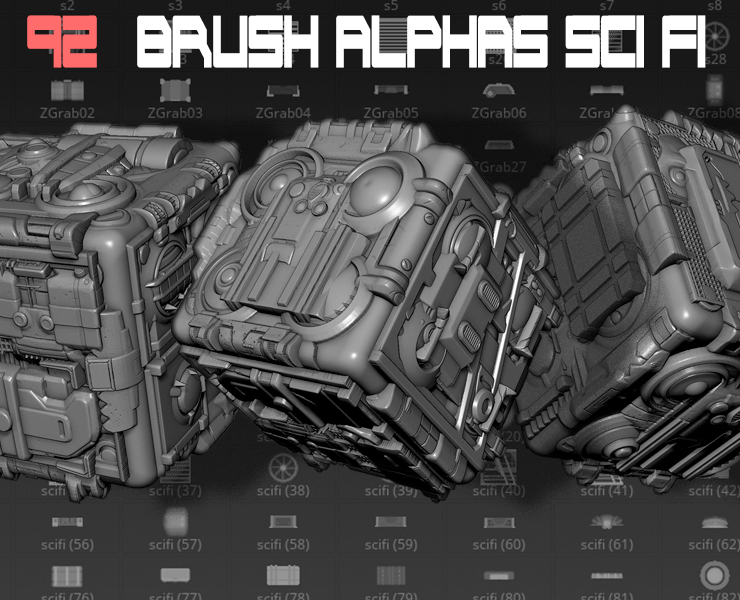 Zbrush Alphas Scifi 92 Flippednormals - Best Minimal Patterns in Desktop