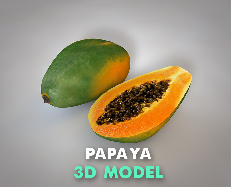 Papaya 3d Model A23d - Geometric Textures - Incredible 8K Collection