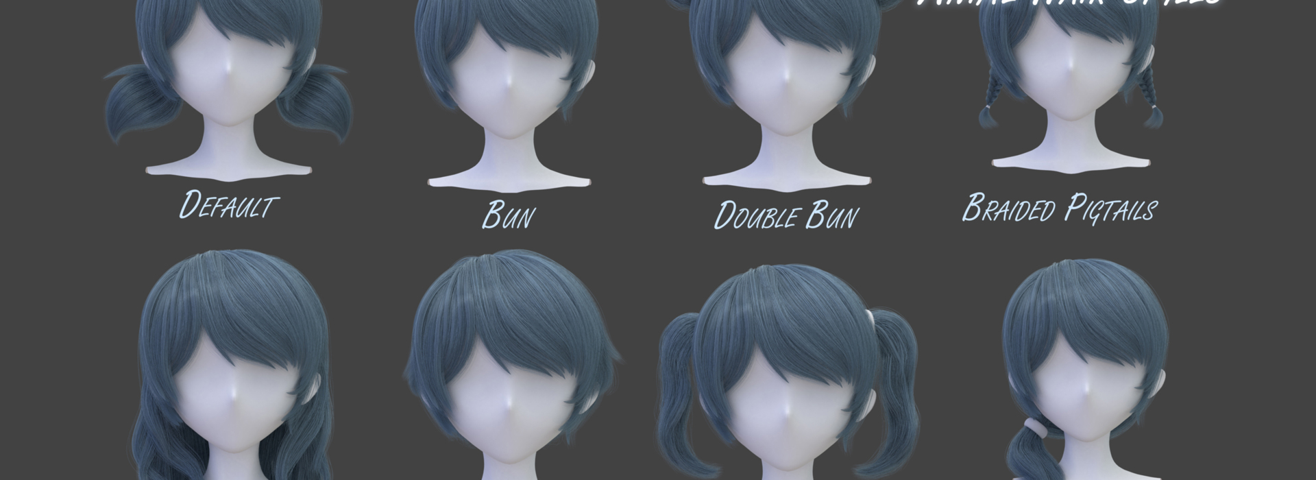 Anime hairstyles pack (9 types