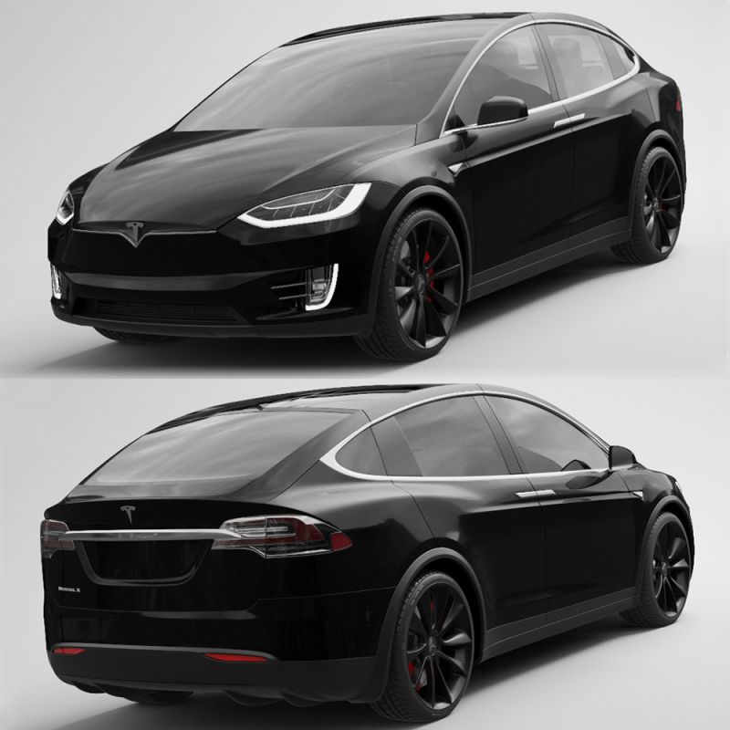 Tesla Model X Flippednormals - Premium Minimal Wallpaper - 8K