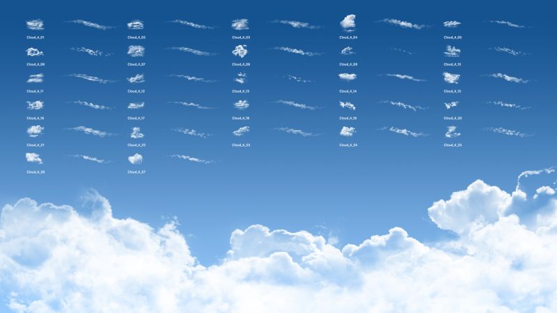 Dynamic Clouds Brush Set Flippednormals - Creative Vintage Background - 8K