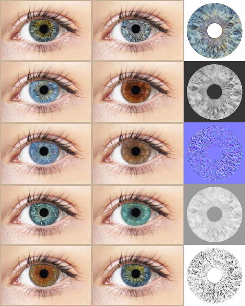 Eye Iris Texture Maps Vol 02 Flippednormals - Ocean Art Collection - 8K Quality