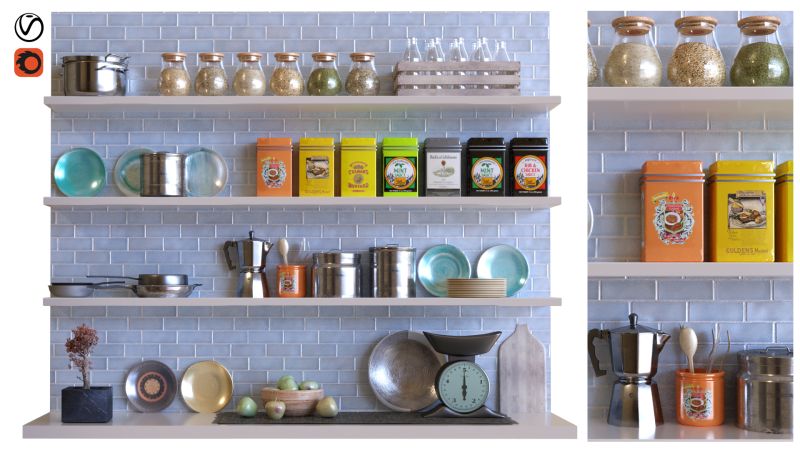 Kitchen Decor Set 004 Flippednormals - Geometric Background Collection - 8K Quality