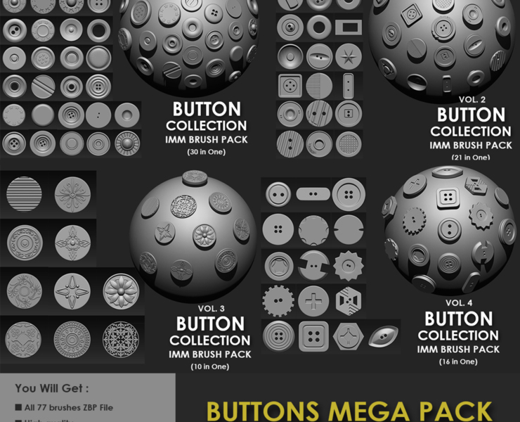 Bundle Buttons Mega Pack 4 In Flippednormals - Premium Light Background Gallery - Retina