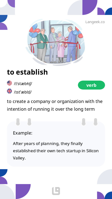 Definition & meaning of "establish"