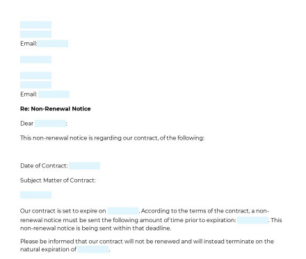 Notice For Non Renewal Of Contract Word Pdf Template Legalscrolls