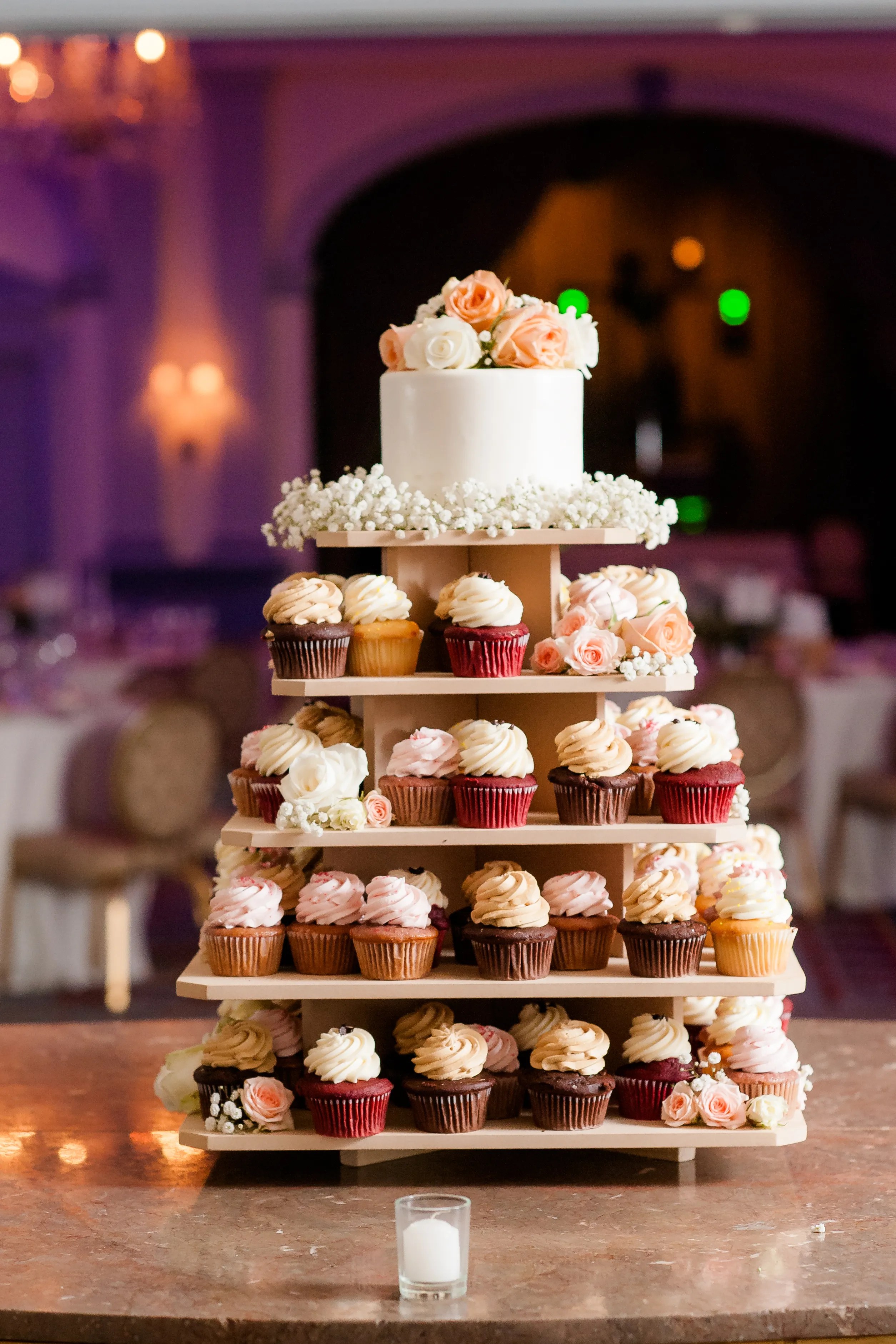 Are you planning a wedding on a tight budget? Tiered Cupcake Tower for Dessert