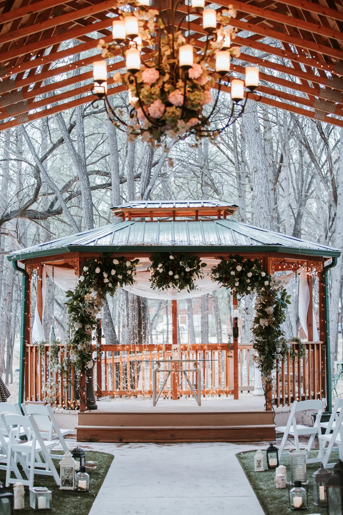 We may earn a commission through links on our site. Winter Wonderland Gazebo Ceremony