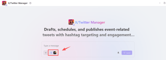 Click the Twitter icon to enter the agent editing interface.