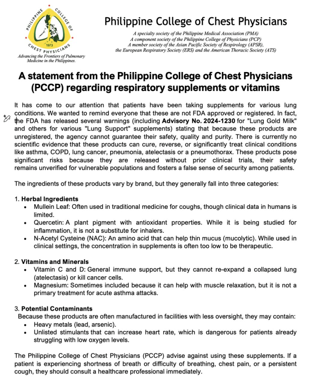 PCCP Statement
