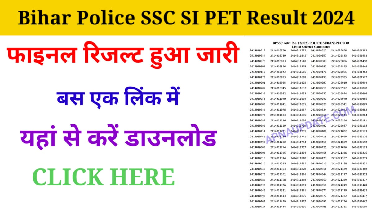 Bihar Police SSC SI PET Result 2024
