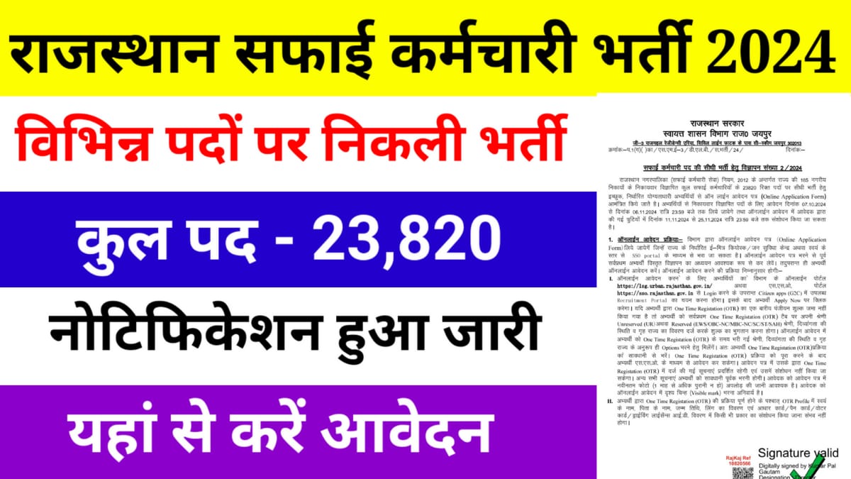 Rajasthan Safai Karamchari Bharti 2024