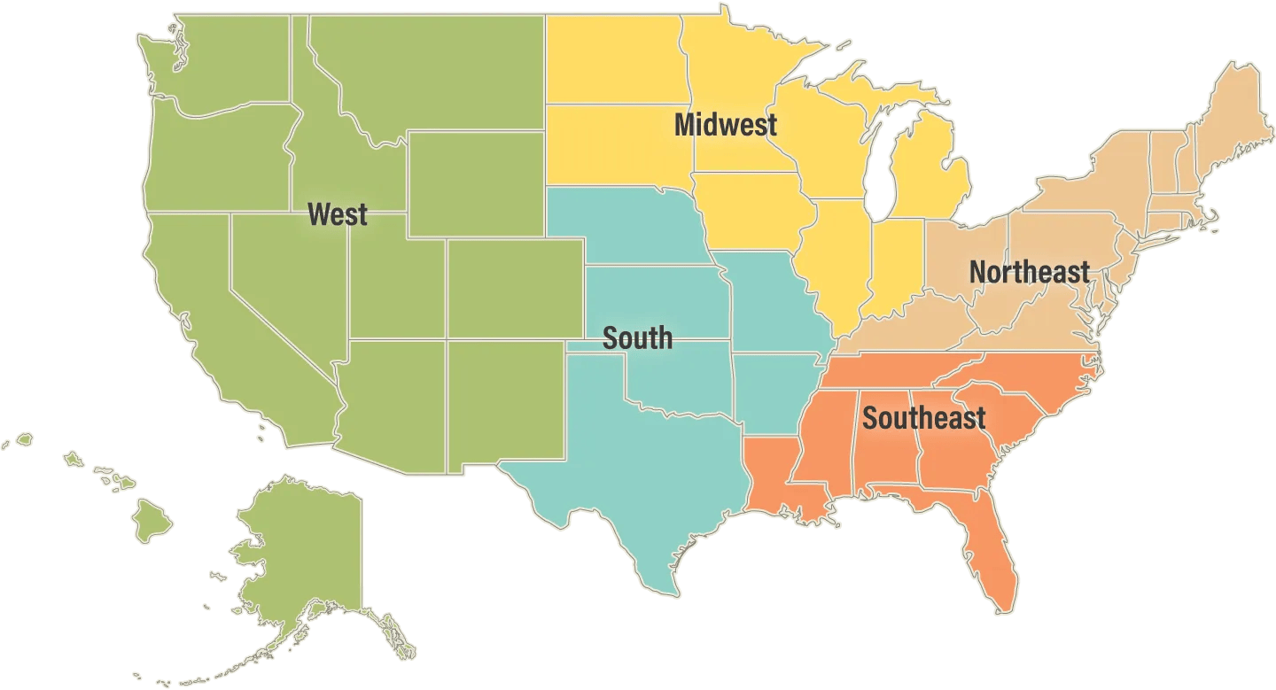 Apogee Design Support Team US Region Map