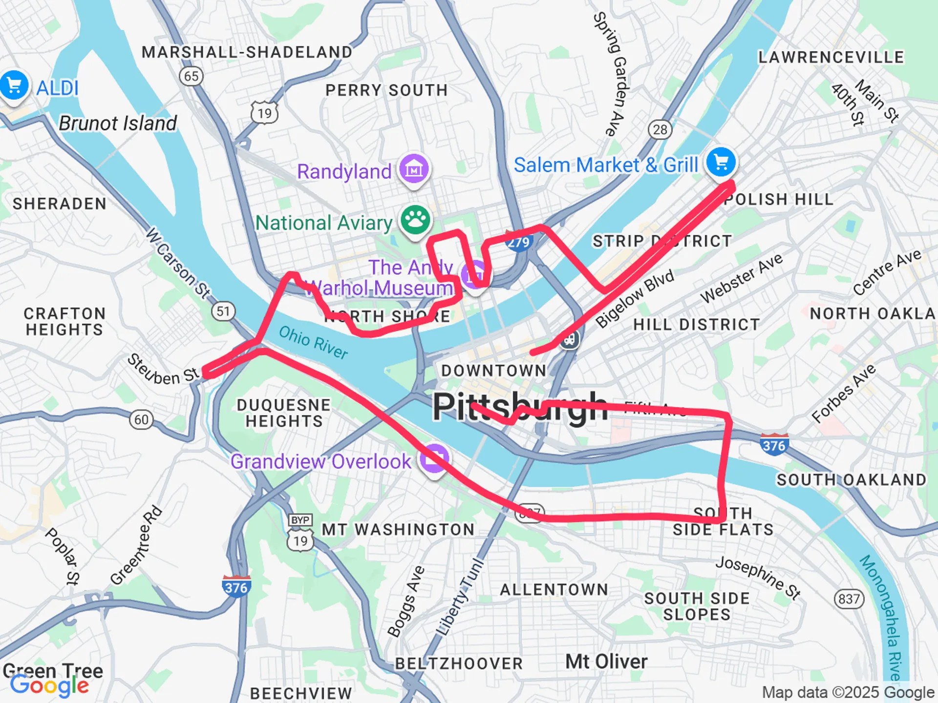 Pittsburgh Half Marathon 2025 Race Info Course Results V O2 Pittsburgh Half Marathon Map 2025 05 04.webp