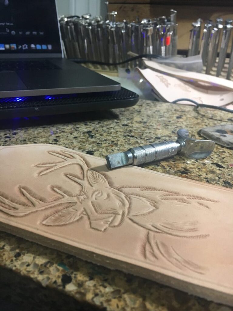 Appaloosa Leather Work in progress shots - tooling leather