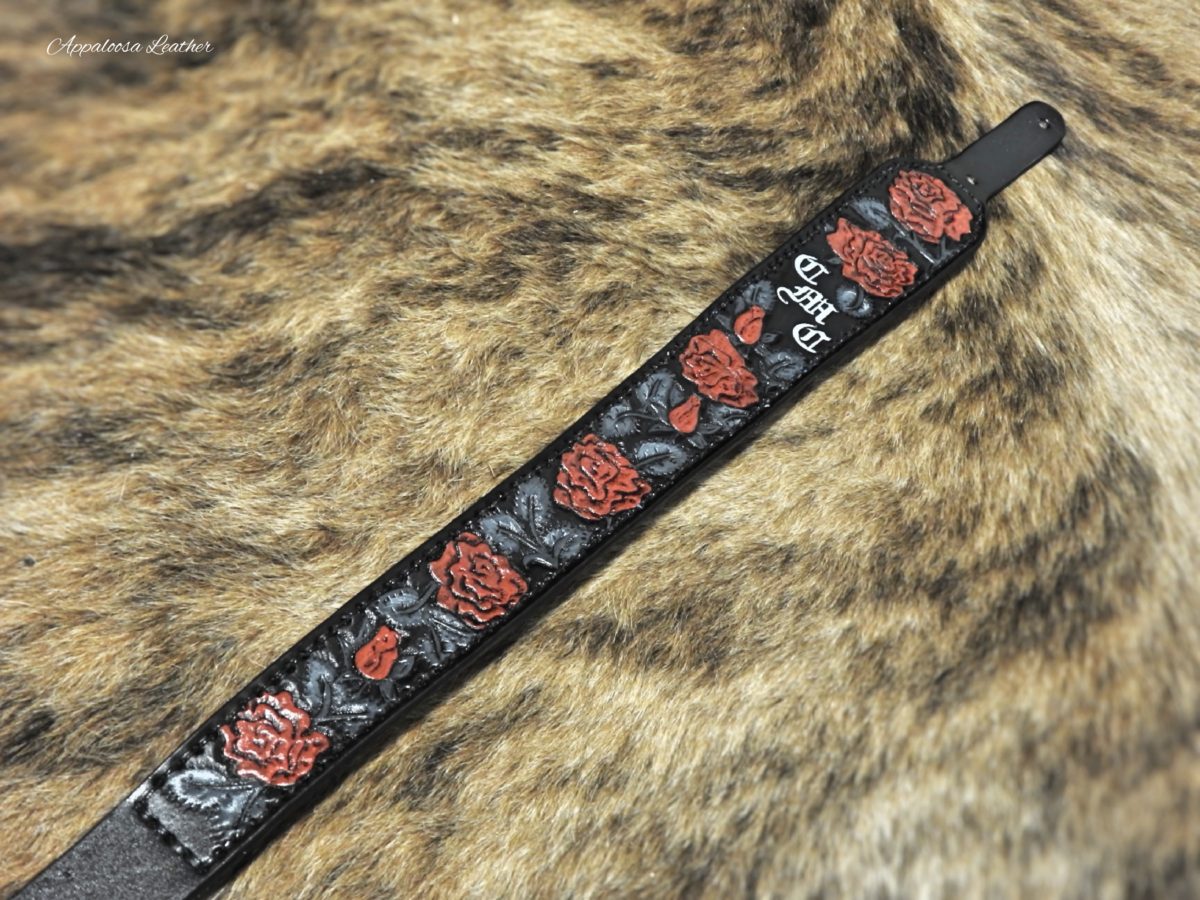 custom leather gun sling with get roses