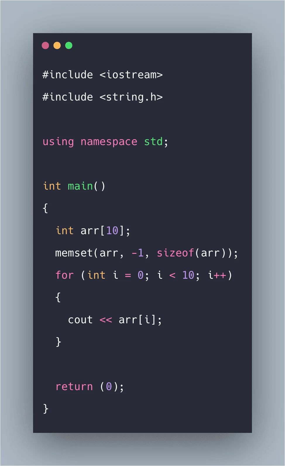Mar 16, 2016 · memset 应该用于对一些简单的纯数据结构进行初始化，比如 ： 1，数组， int a100,float b200 2. C Memset Function Example Memset In C