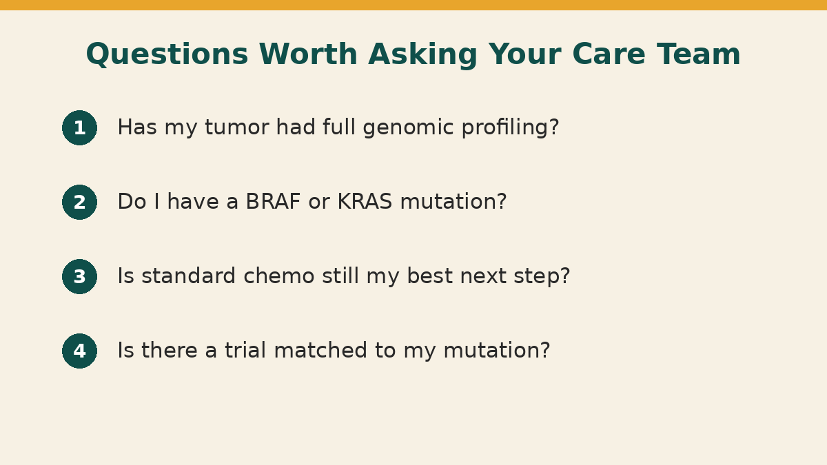 Questions worth asking your care team about appendix cancer targeted therapy and genomic profiling
