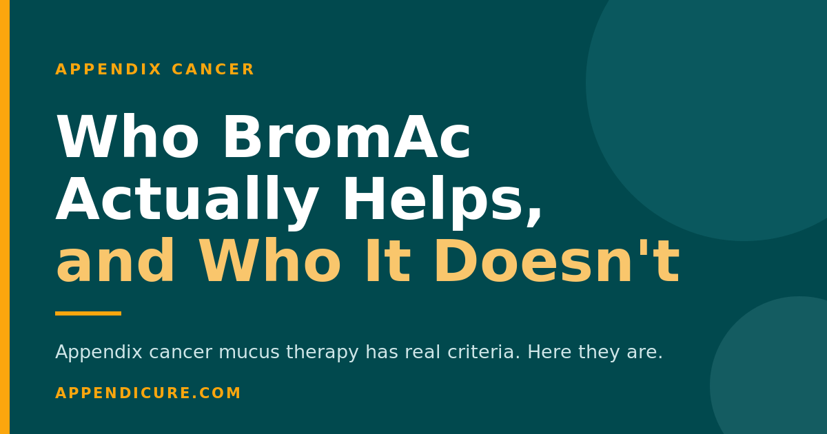 Who BromAc actually helps and who it doesn't, appendix cancer mucus therapy criteria