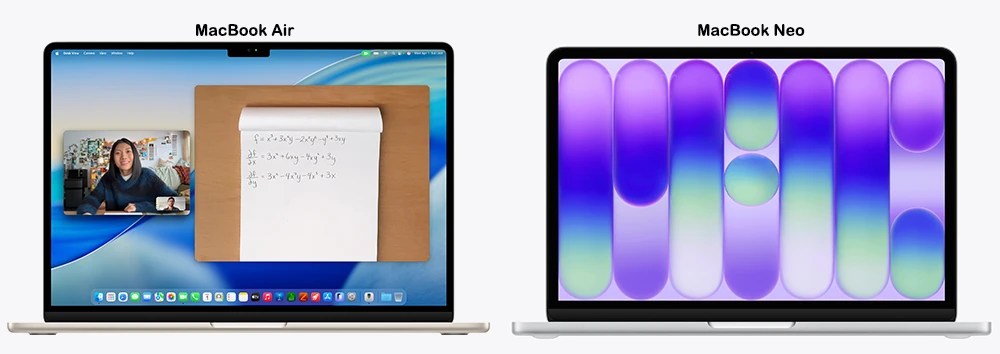 MacBook Neo 移除鍵盤背光與力度感測觸控板的硬體介面特寫。