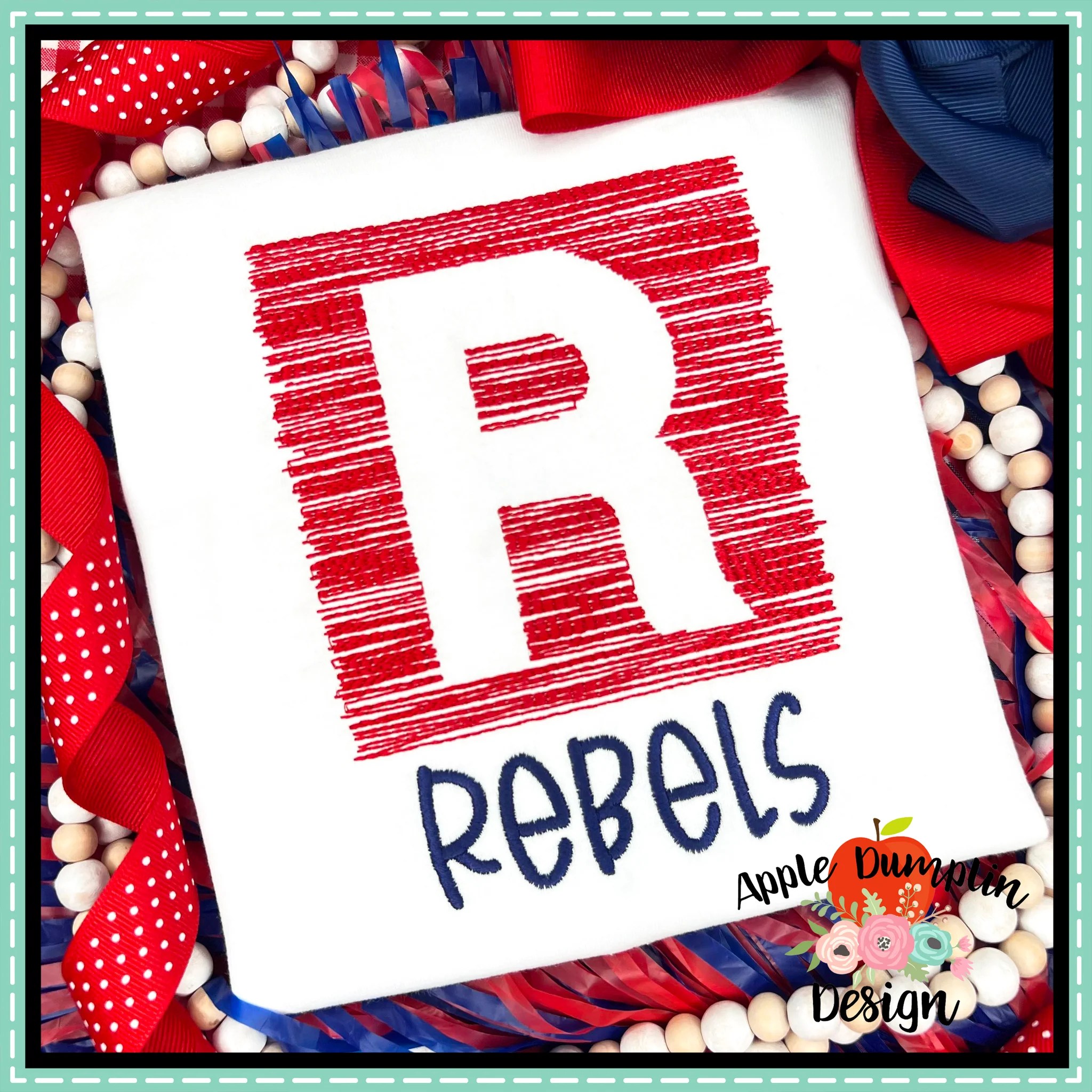 Shadow Scribble Block Embroidery Alphabet Apple Dumplin Design