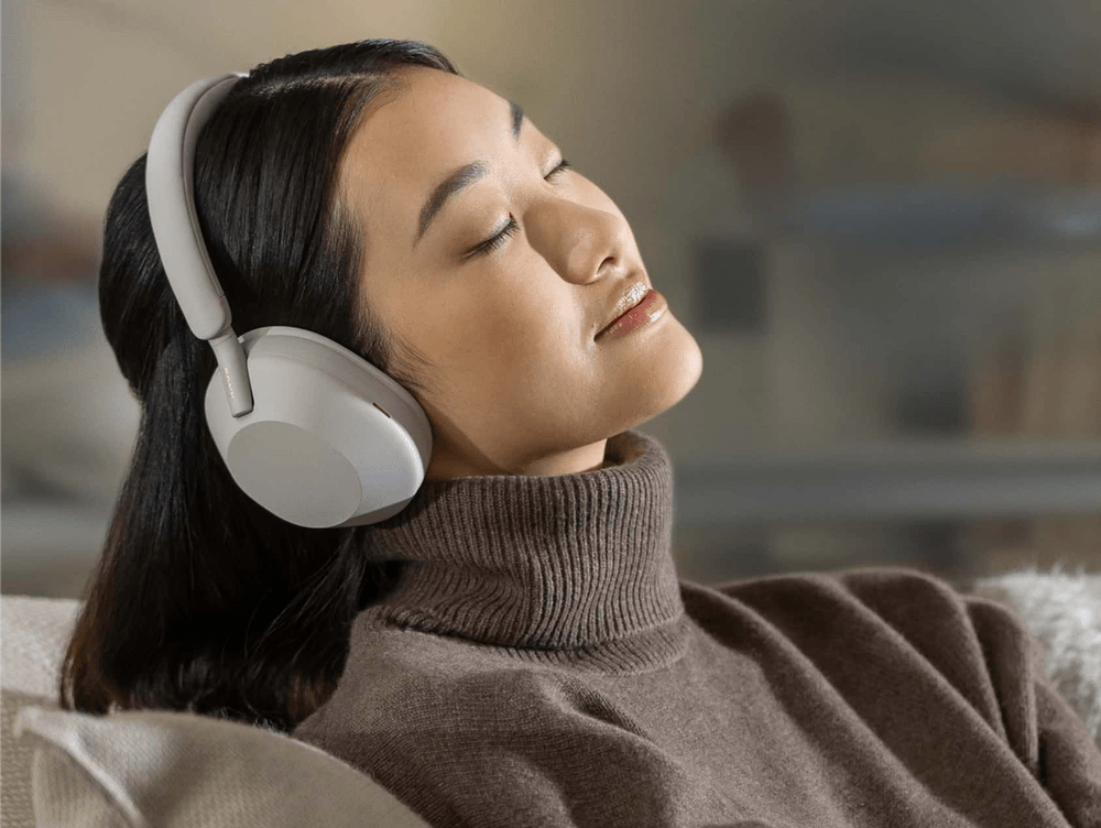 Sony WH-1000XM5 wireless noise-canceling headphones.