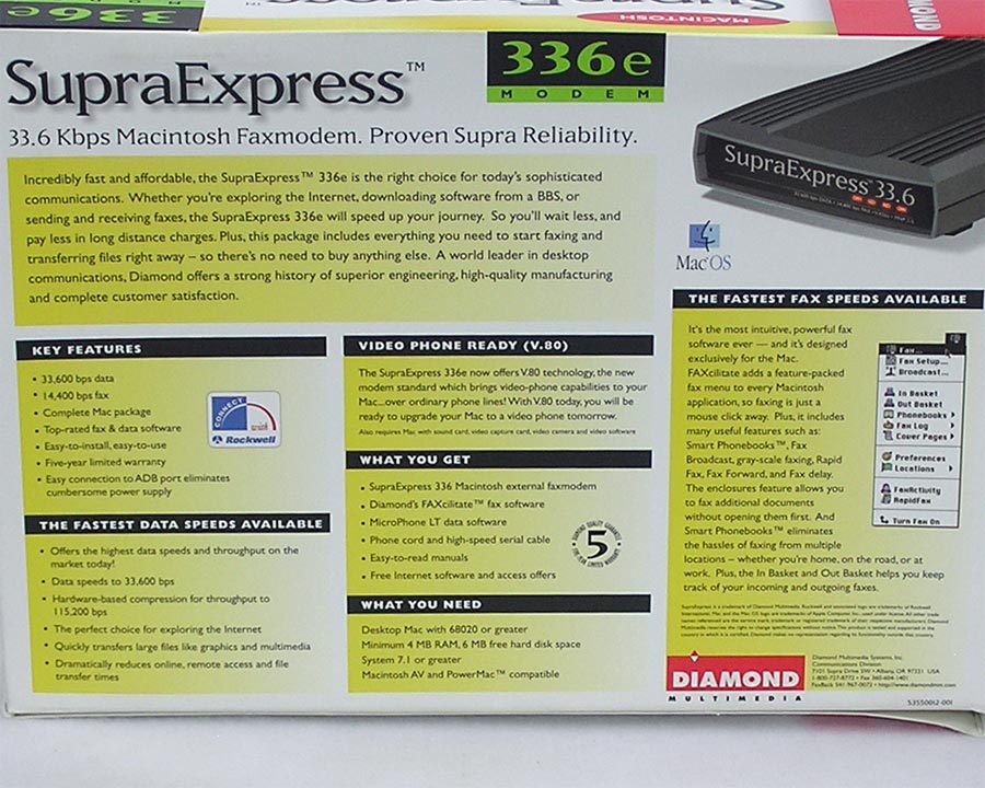 Supra Express 336e External Fax Modem (Serial) – Apple Rescue of