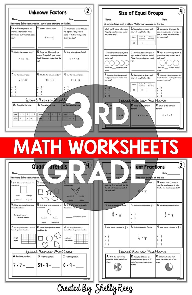 3rd grade math worksheets free and printable