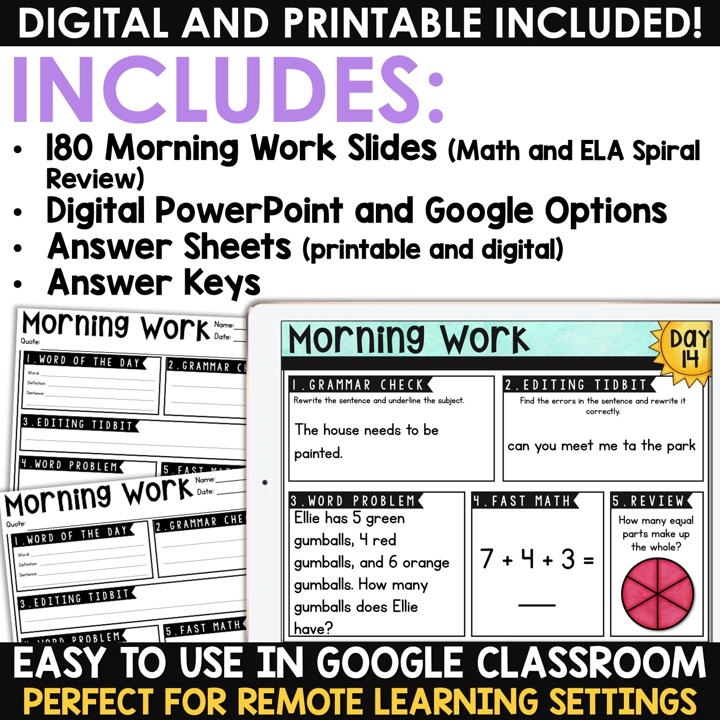 100 independent practice pages to build essential skills. 2nd Grade Morning Work Digital Morning Work For 2nd Grade Distance Learning Appletastic Learning
