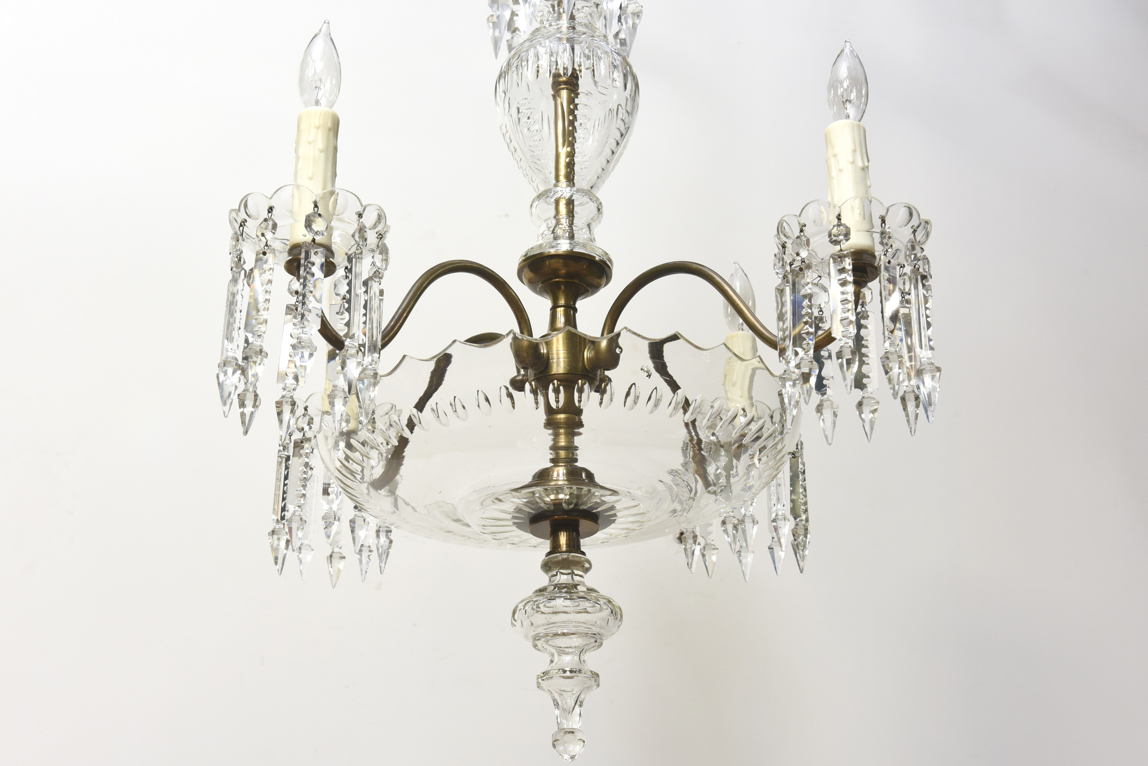 Mid Century Bohemian Chandelier with Cut Crystal Appleton Antique