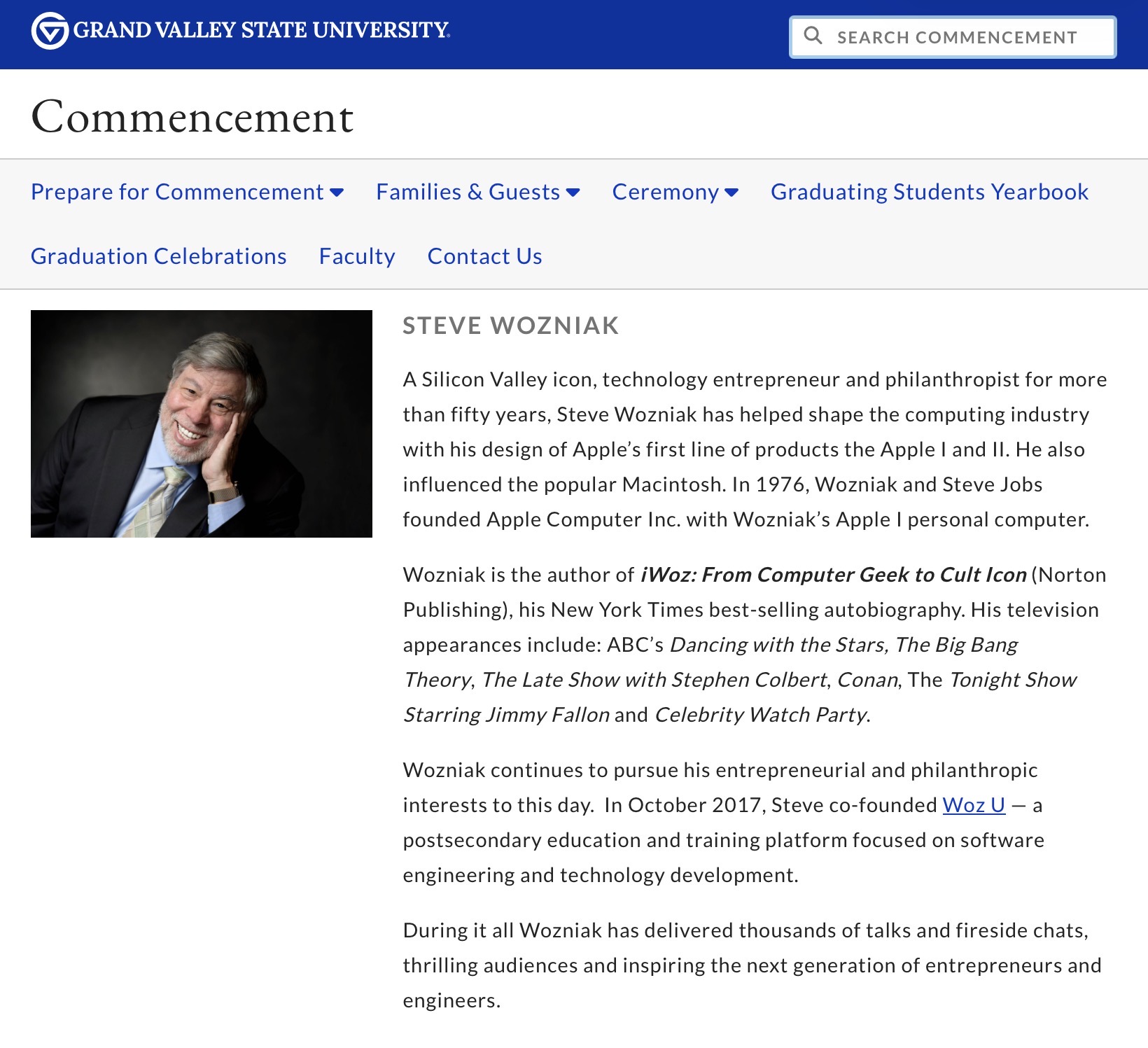 Steve Wozniak 大峽谷州立大學演講