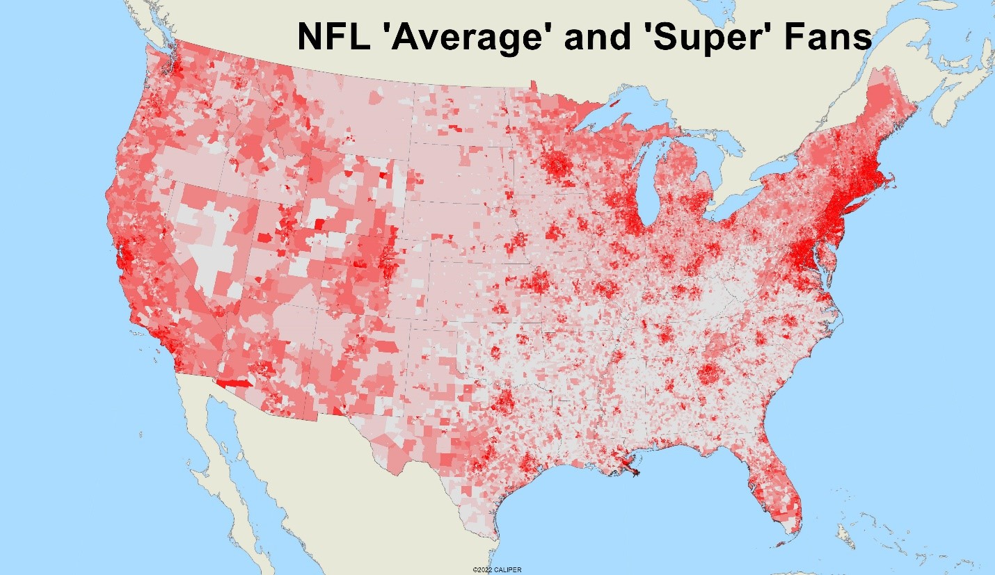 Super Bowl Fans Applied Geographic Solutions NFL Fan Map 
