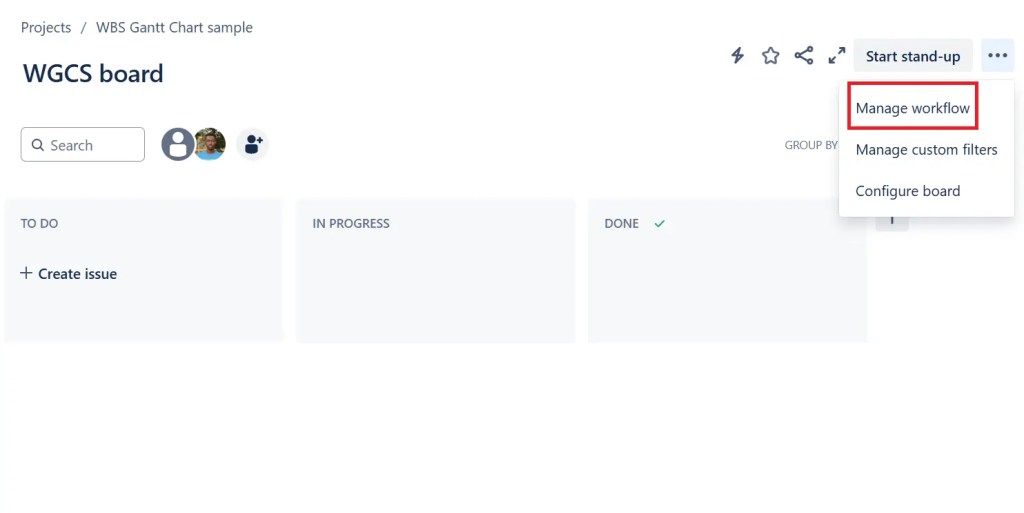 Manage workflow in Jira