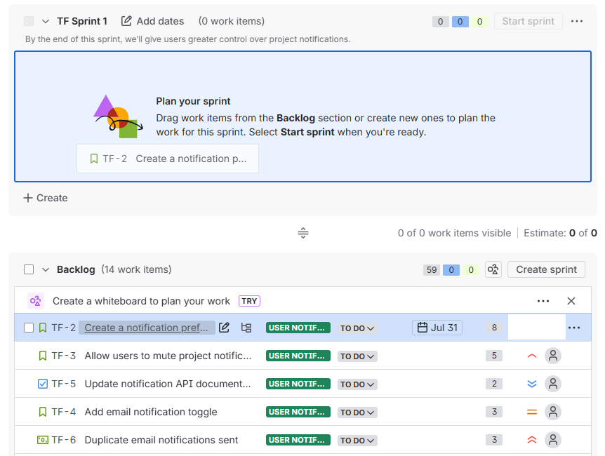 Pull issues from the backlog