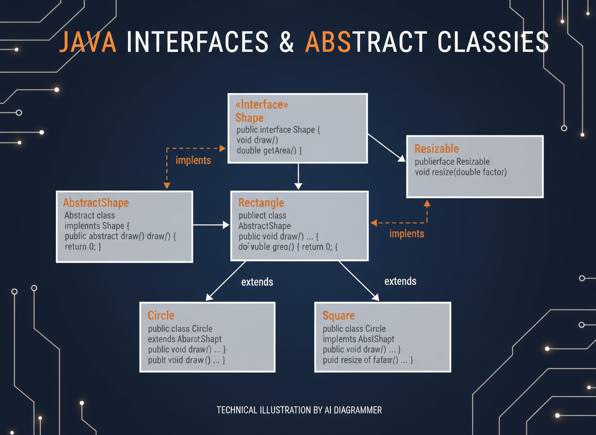 interfacce Java e classi astratte in Java: schema e gerarchia