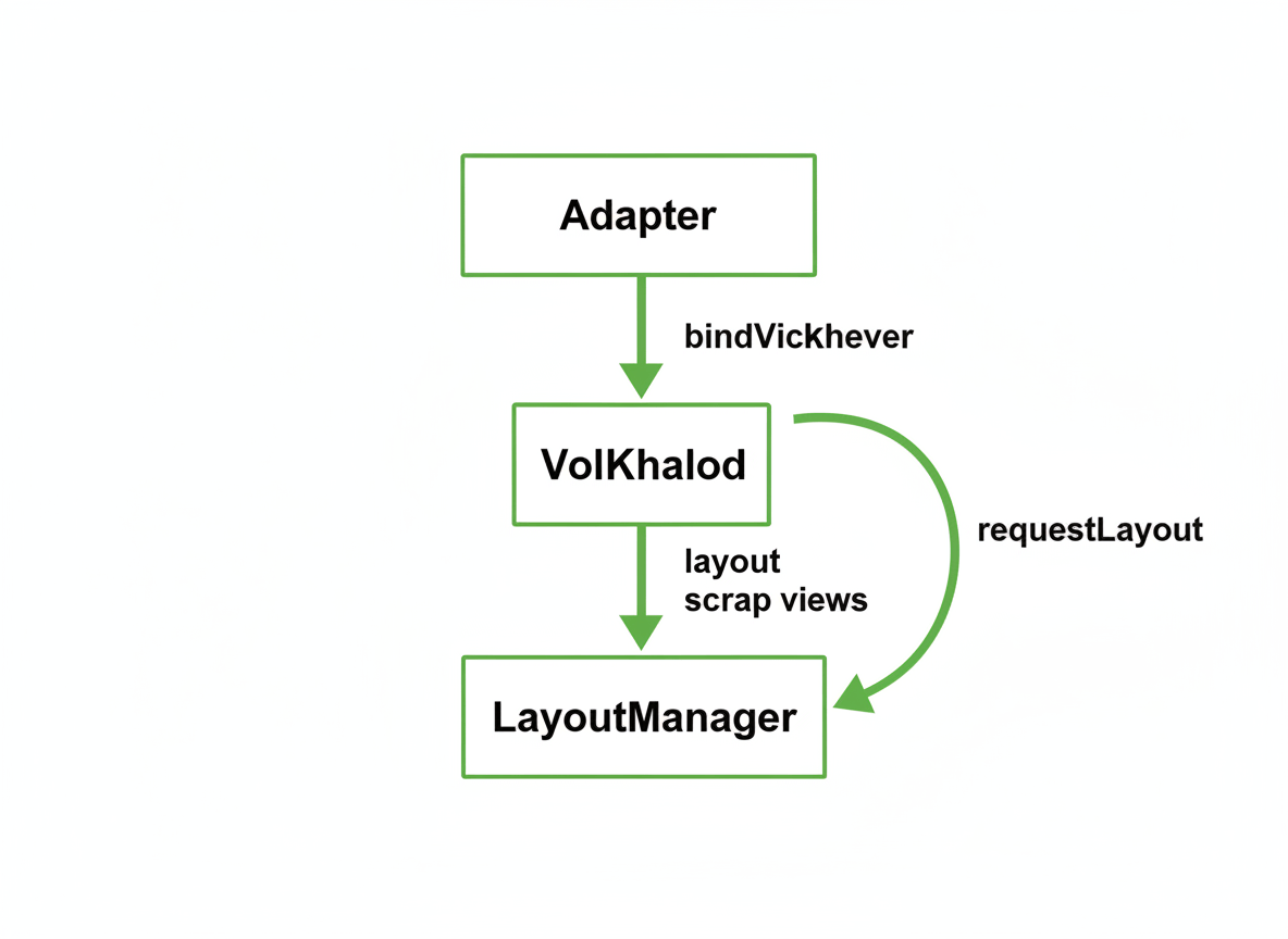 RecyclerView Android: schema con Adapter, ViewHolder e LayoutManager