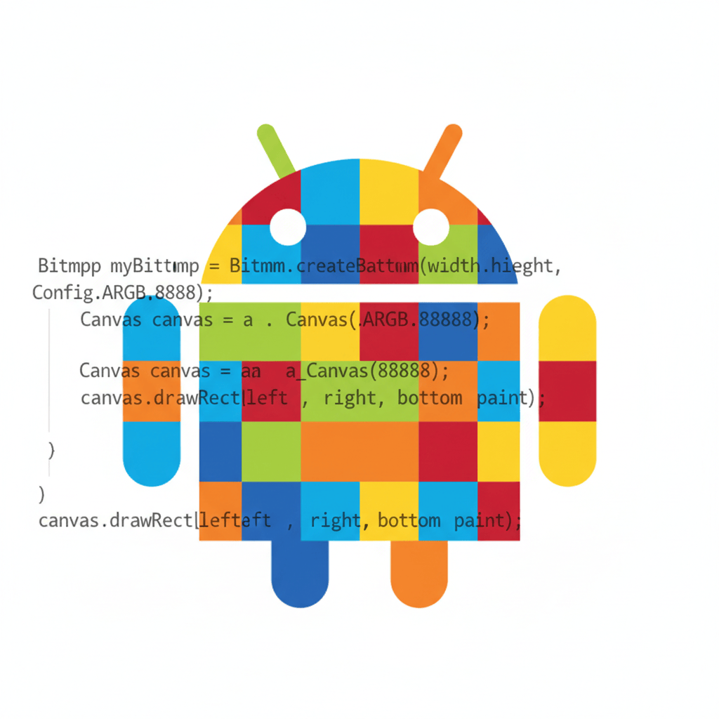 Bitmap Android: illustrazione di una griglia di pixel colorati che forma un'immagine digitale