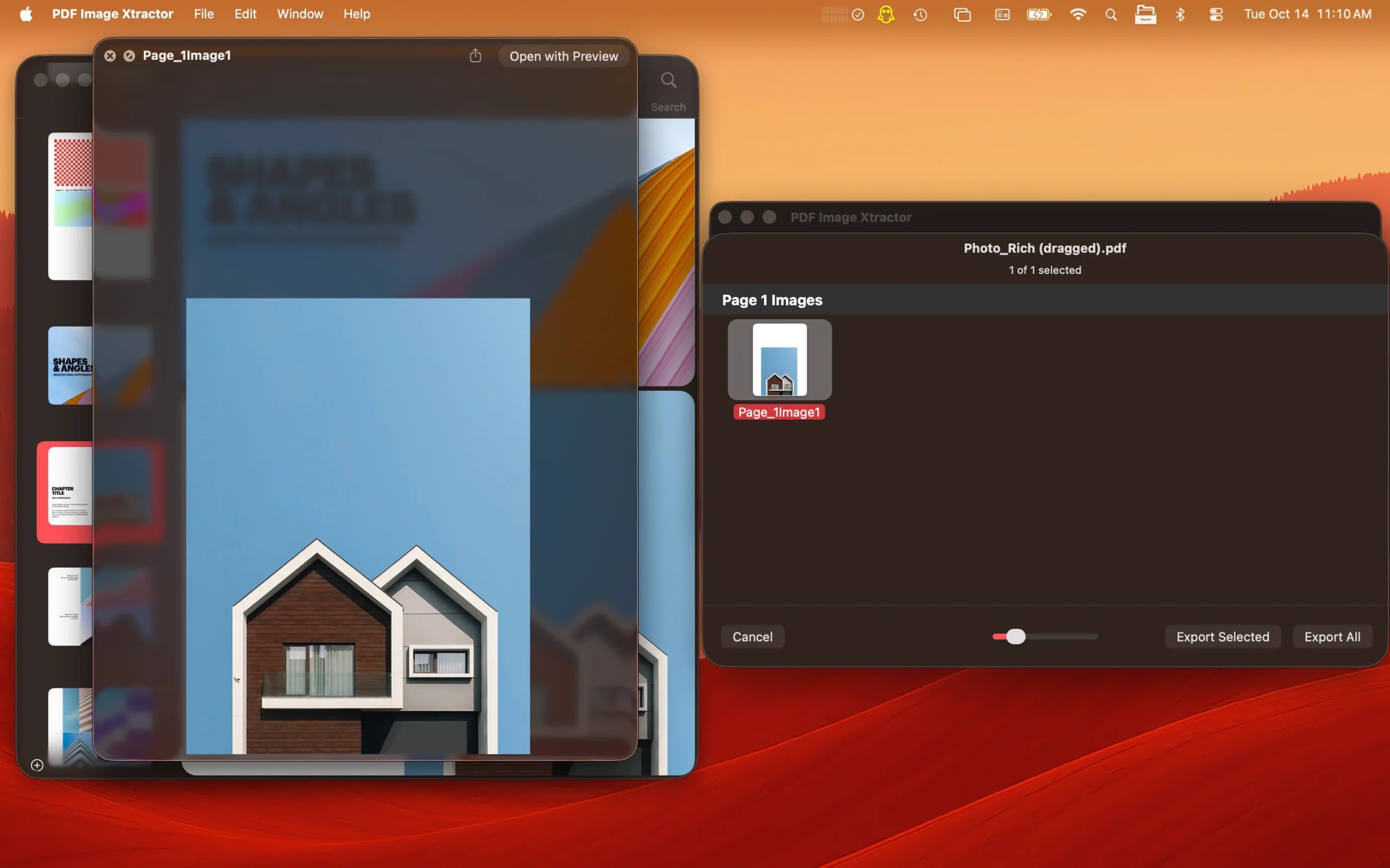 Use Quick Look to view exported images at full size with the PDF Image Xtractor app.