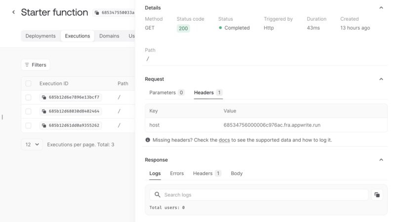Execution - Docs - Appwrite.