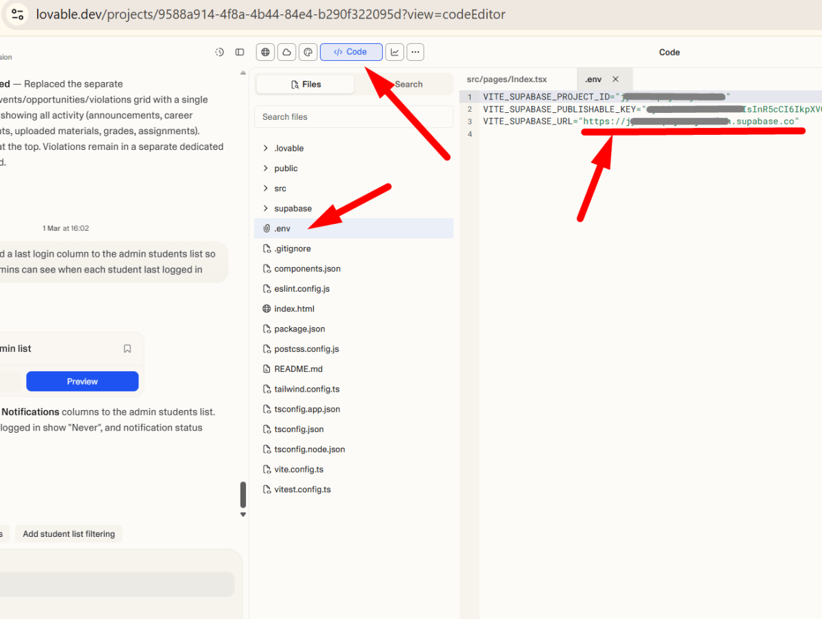 Updating VITE_SUPABASE_URL in a Lovable app's environment variables to use a custom domain