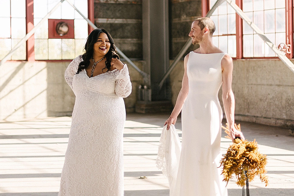 We Got To Shoot The First Gender Bending Wedding Dress Campaign A Practical Wedding