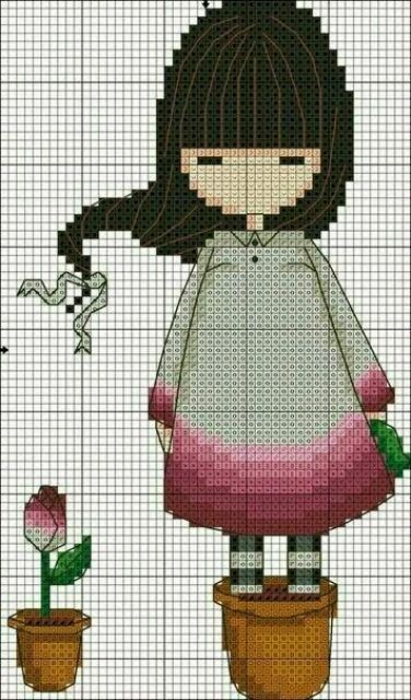 Regala a tus amigos y familiares dibujos para colorear de chicas kawaii. Muñecas Gorjuss para punto de cruz