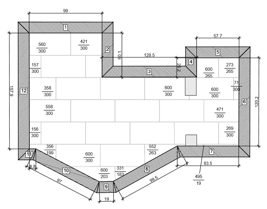 detailed layout drawing for porcelain tile installation Chicago